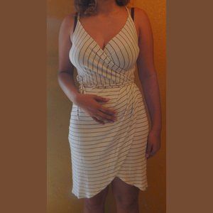 Market & Spruce White Striped Faux Wrap Dress